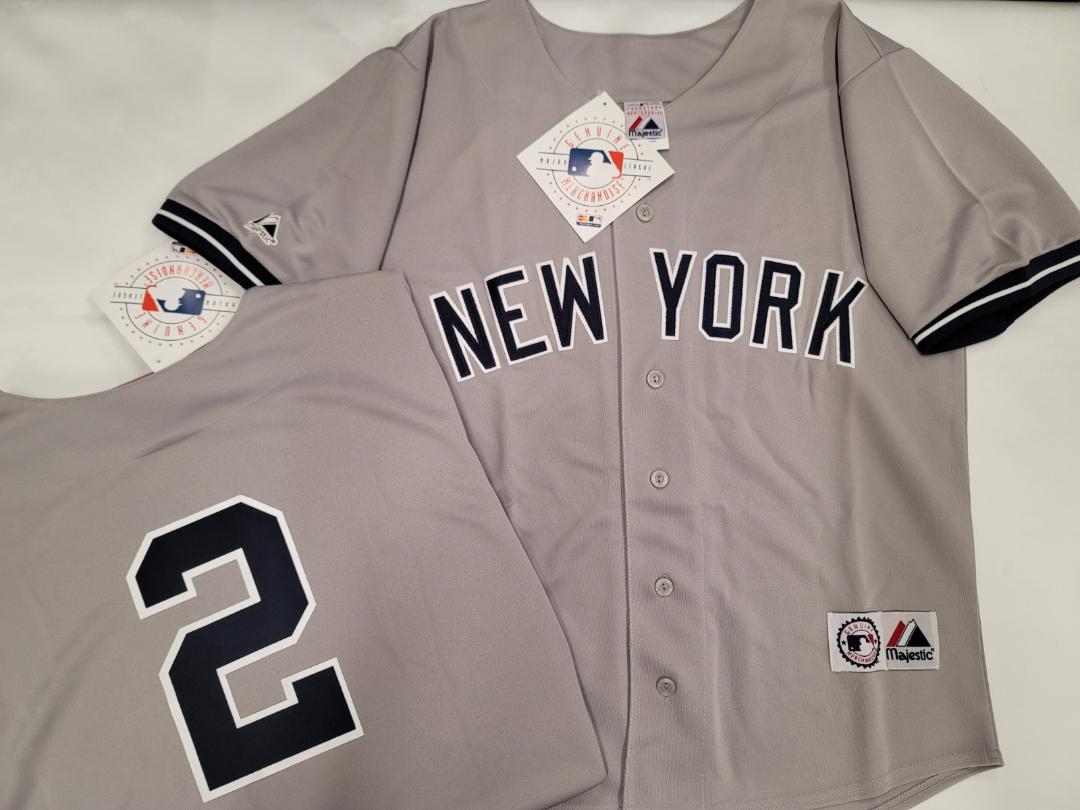 Majestic New York Yankees DEREK JETER Sewn Baseball JERSEY GRAY