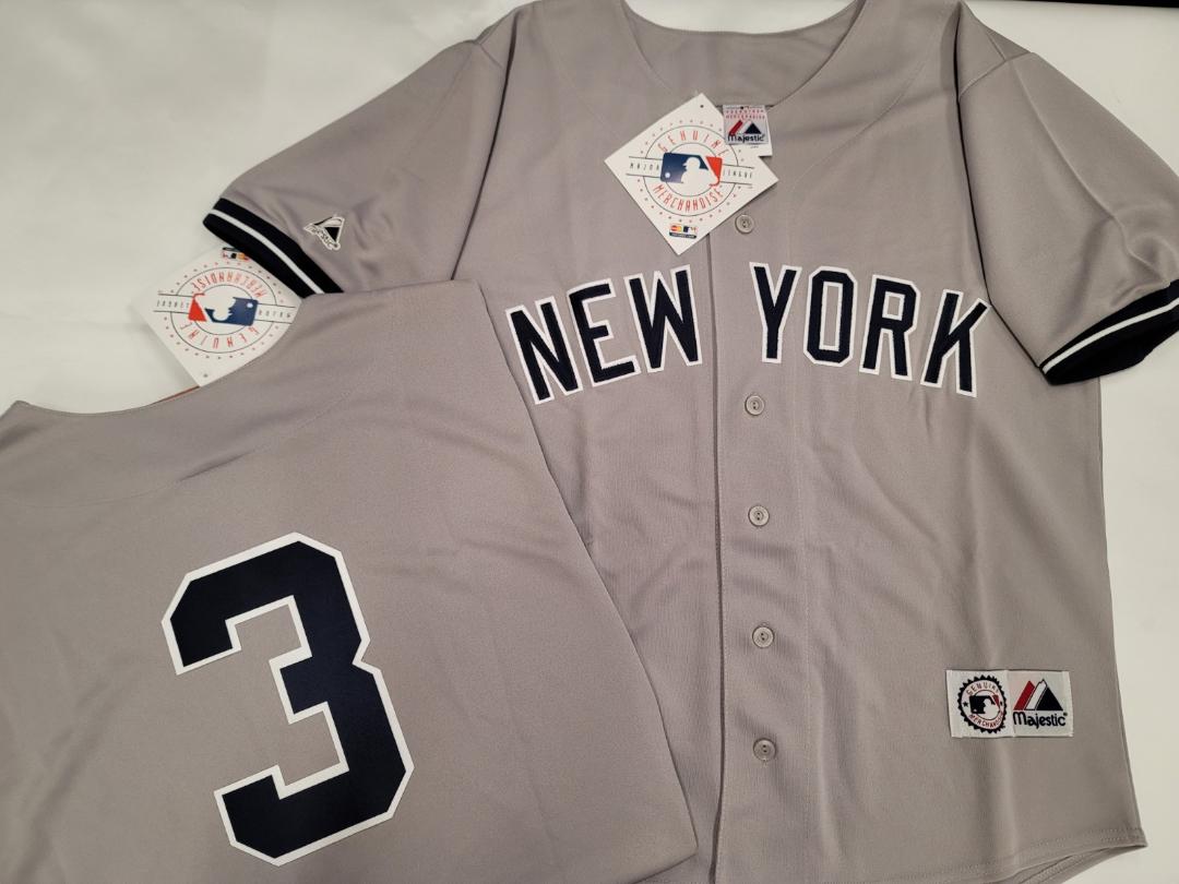 Majestic New York Yankees BABE RUTH Sewn Baseball JERSEY GRAY