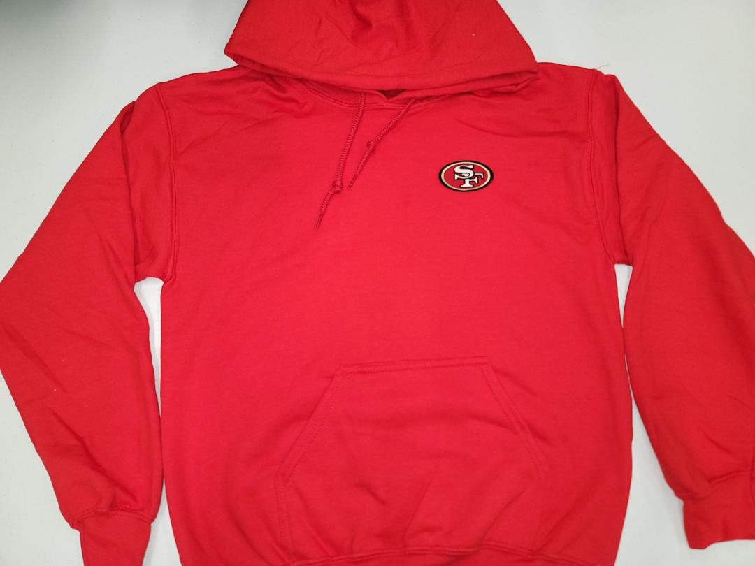 Mens SAN FRANCISCO 49ers Pullover Hooded Hoodie SWEATSHIRT RED All Sizes