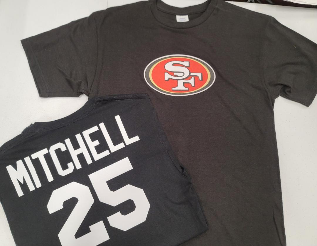 Mens NFL Team Apparel San Francisco 49ers ELIJAH MITCHELL Football Jersey Shirt BLACK