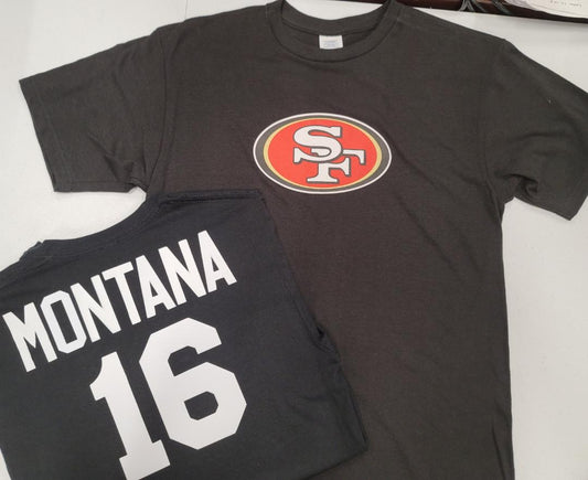 Mens NFL Team Apparel San Francisco 49ers JOE MONTANA Football Jersey Shirt BLACK