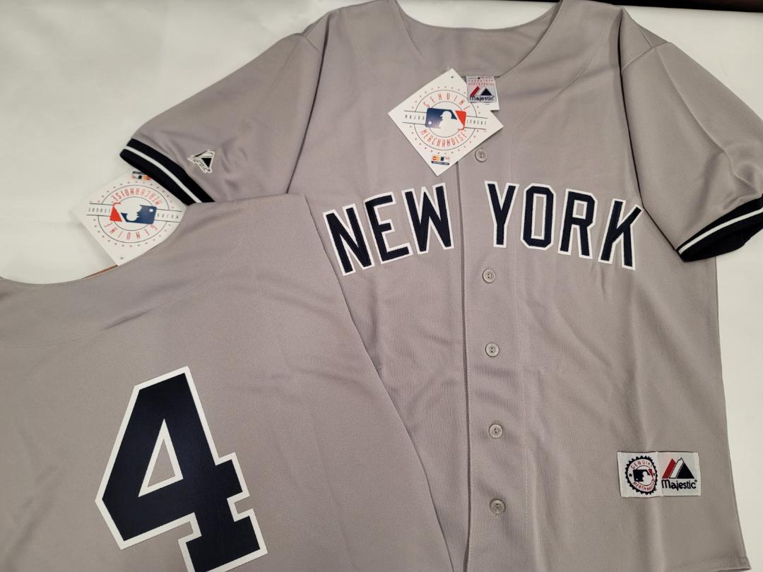 Majestic New York Yankees LOU GEHRIG Sewn Baseball JERSEY GRAY