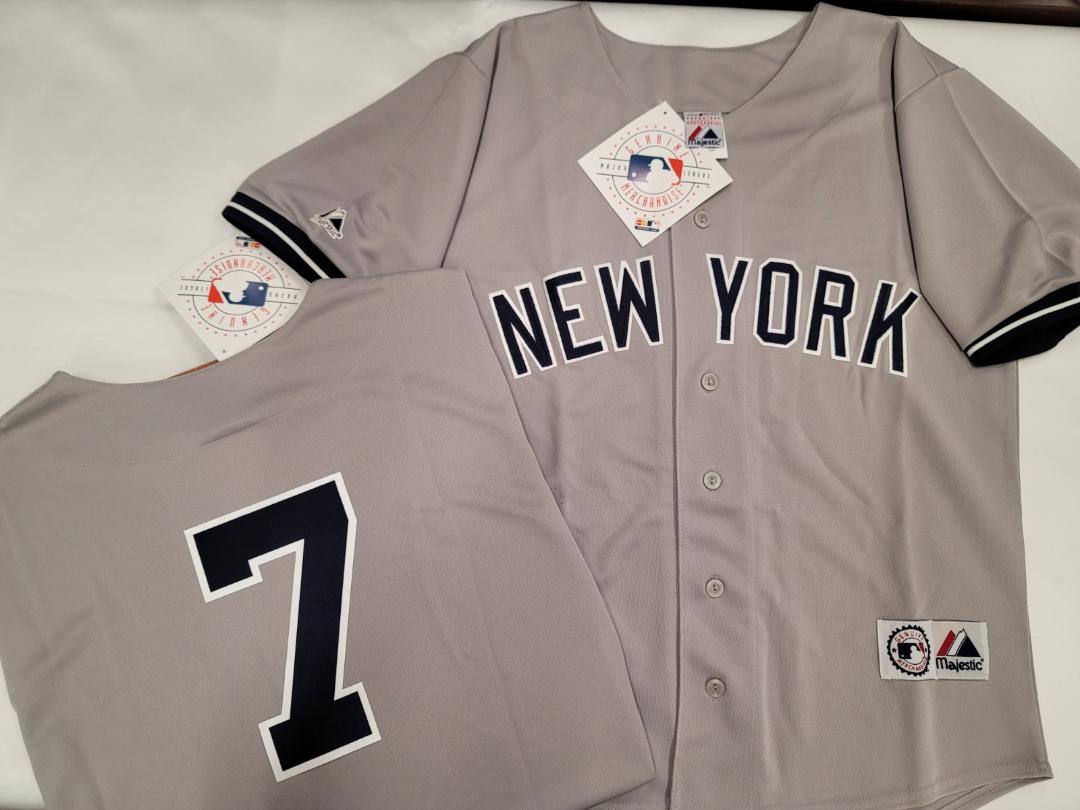 Majestic New York Yankees MICKEY MANTLE Sewn Baseball JERSEY GRAY