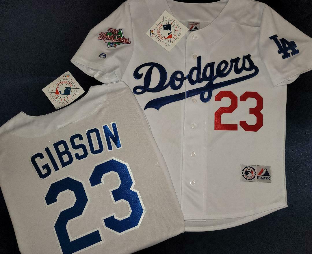 Majestic Los Angeles Dodgers KIRK GIBSON 1988 World Series Baseball Jersey WHITE