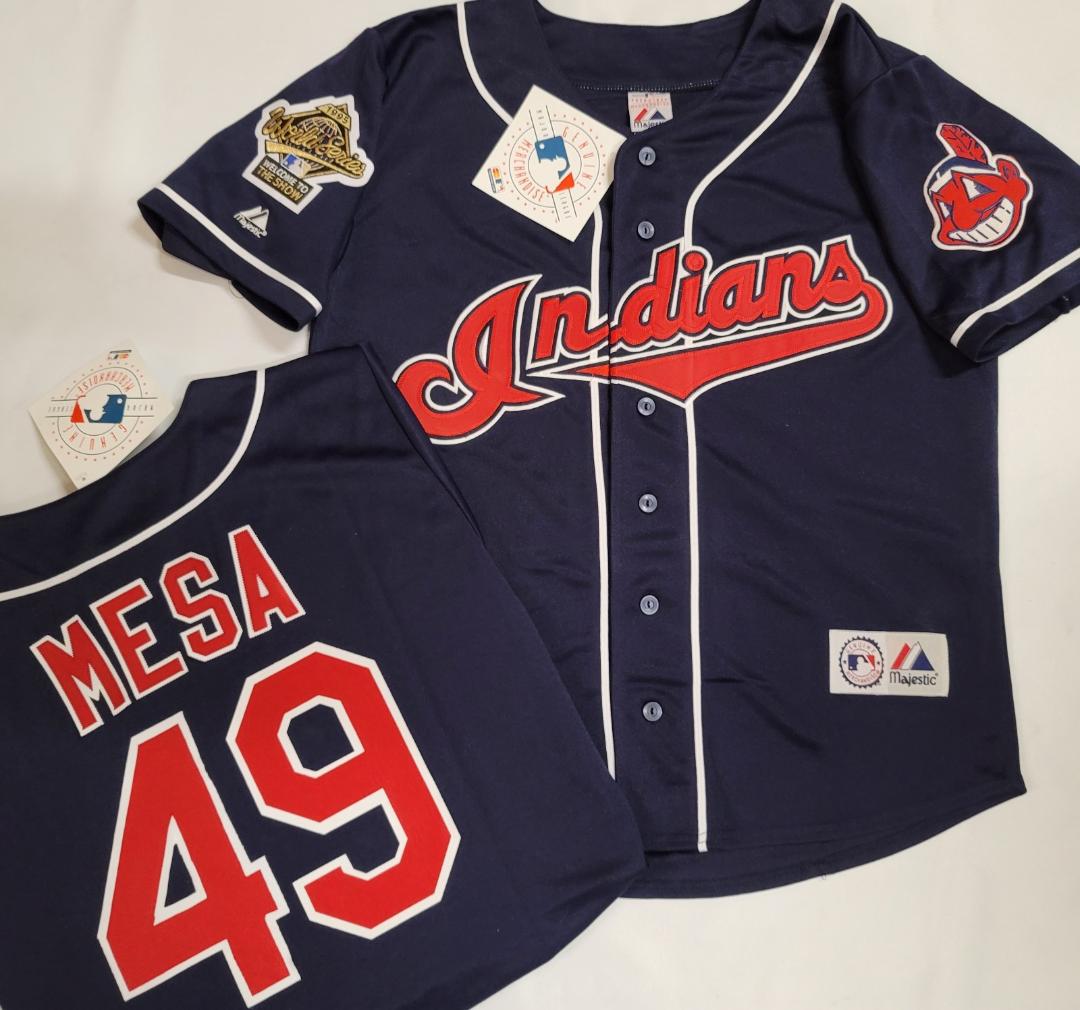 Majestic Cleveland Indians JOSE MESA 1995 World Series Baseball Jersey BLUE