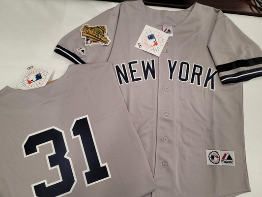 Majestic New York Yankees TIM RAINES 1996 World Series Baseball Jersey GREY (Mel Stottlemyre)