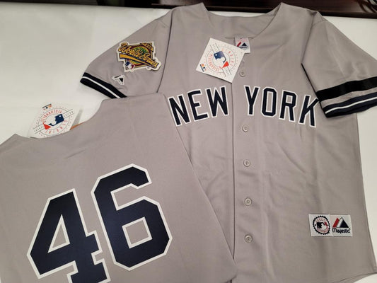 Majestic New York Yankees ANDY PETTITTE 1996 World Series Baseball Jersey GREY (Mel Stottlemyre)