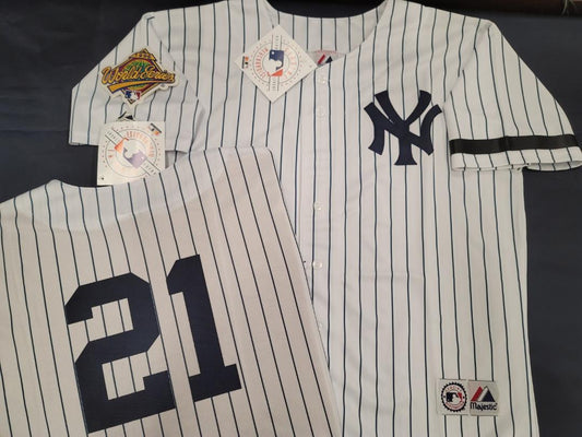 Majestic New York Yankees PAUL O'NEILL 1996 World Series Baseball JERSEY White P/S (Mel Stottlemyre)