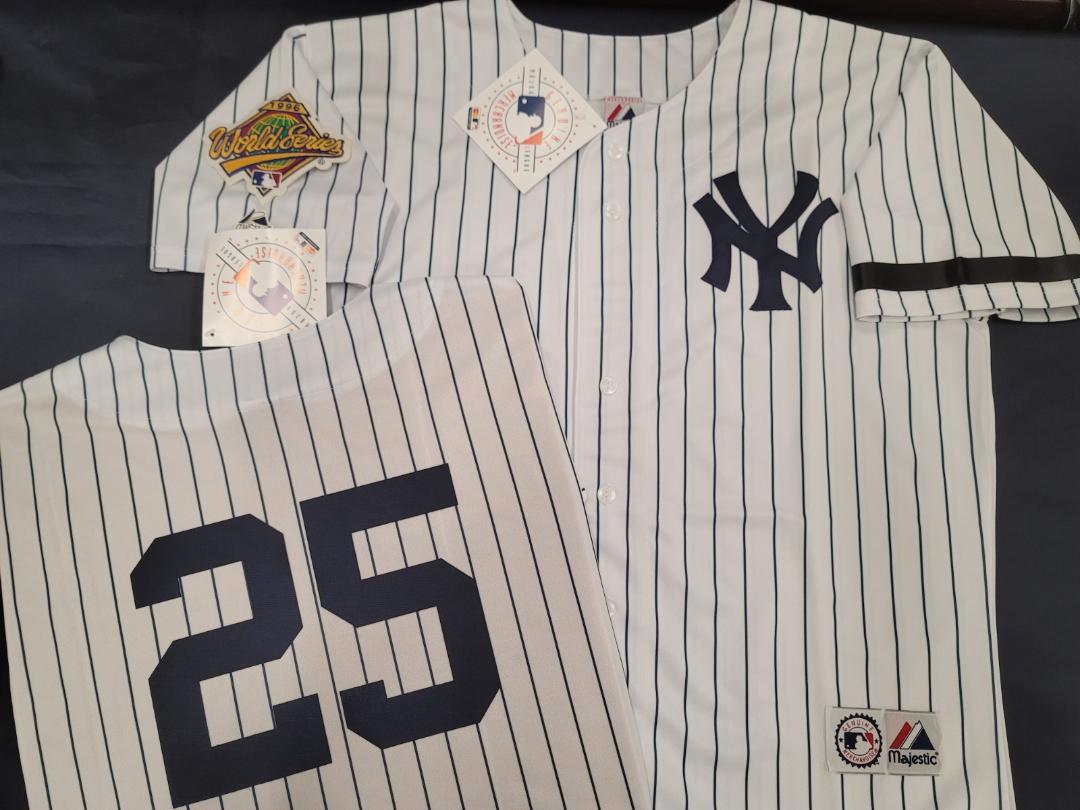 Majestic New York Yankees JOE GIRARDI 1996 World Series Baseball JERSEY White P/S (Mel Stottlemyre)