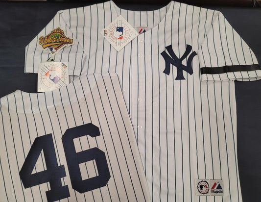 Majestic New York Yankees ANDY PETTITTE 1996 World Series Baseball JERSEY White P/S (Mel Stottlemyre)