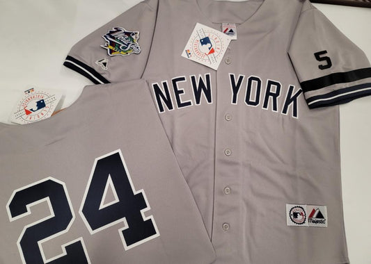 Majestic New York Yankees TINO MARTINEZ 1999 World Series Baseball Jersey GRAY (#5 Joe DiMaggio)