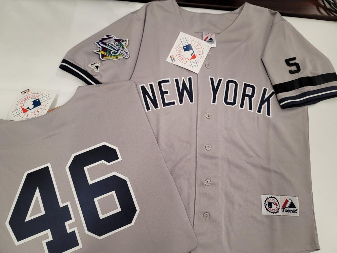 Majestic New York Yankees ANDY PETTITTE 1999 World Series Baseball Jersey GRAY (#5 Joe DiMaggio)