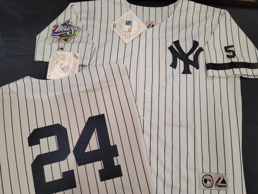 Majestic New York Yankees TINO MARTINEZ 1999 World Series Baseball JERSEY White P/S (#5 Joe DiMaggio)