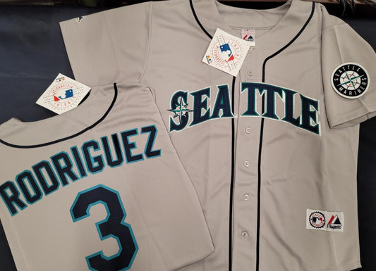Majestic Seattle Mariners ALEX RODRIGUEZ Sewn Baseball JERSEY GRAY