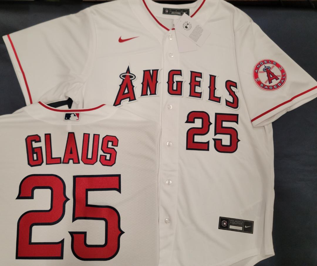 Nike Los Angeles Angels TROY GLAUS Sewn Baseball Jersey WHITE