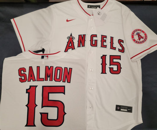 Nike Los Angeles Angels TIM SALMON Sewn Baseball Jersey WHITE
