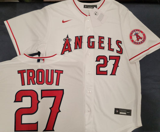 Nike Los Angeles Angels MIKE TROUT Sewn Baseball Jersey WHITE