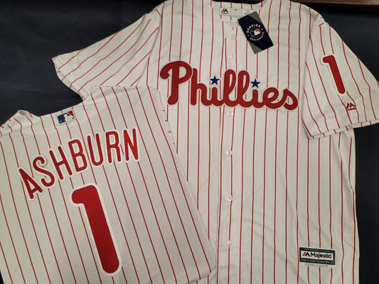 Majestic Philadelphia Phillies RICHIE ASHBURN Vintage Baseball Jersey WHITE P/S