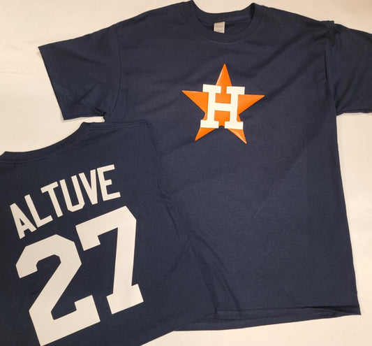 Mens MLB Team Apparel Houston Astros JOSE ALTUVE Baseball Jersey Shirt NAVY