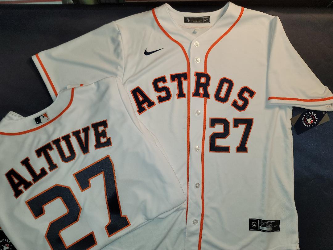 Mens NIKE Houston Astros JOSE ALTUVE Baseball Jersey WHITE