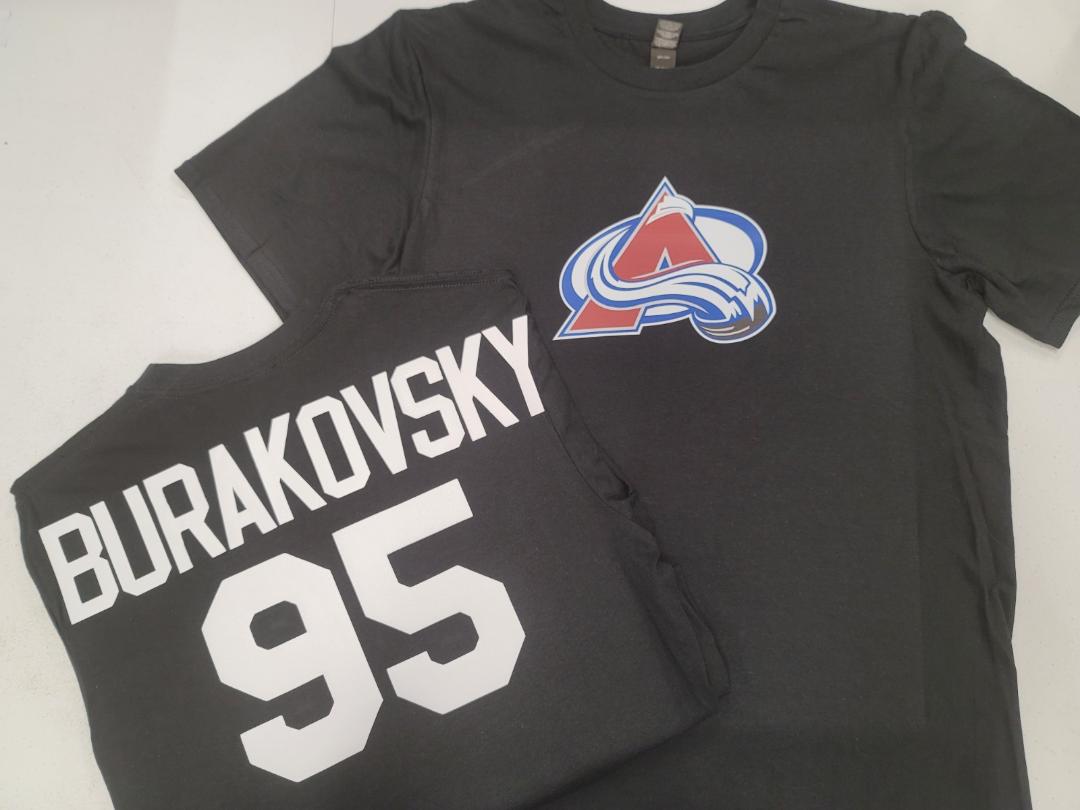 Mens NHL Team Apparel Colorado Avalanche ANDRE BURAKOVSKY Hockey Shirt BLACK
