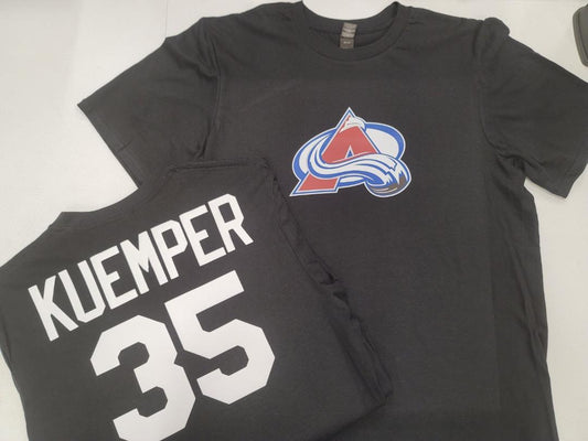 Mens NHL Team Apparel Colorado Avalanche DARCY KUEMPER Hockey Shirt BLACK
