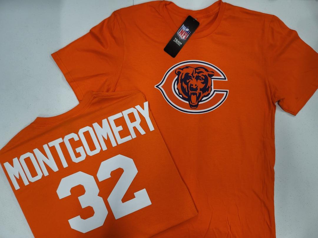 Mens NFL Team Apparel Chicago Bears DAVID MONTGOMERY Football Jersey Shirt ORANGE