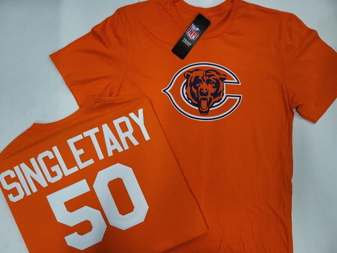 Mens NFL Team Apparel Chicago Bears MIKE SINGLETARY Football Jersey Shirt ORANGE