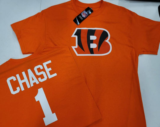Mens NFL Team Apparel Cincinnati Bengals JA'MARR CHASE Football Jersey Shirt ORANGE
