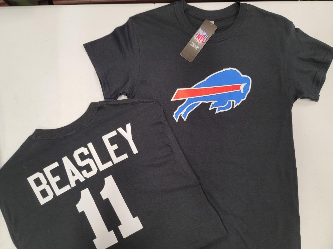 Mens NFL Team Apparel Buffalo Bills COLE BEASLEY Football Jersey Shirt BLACK