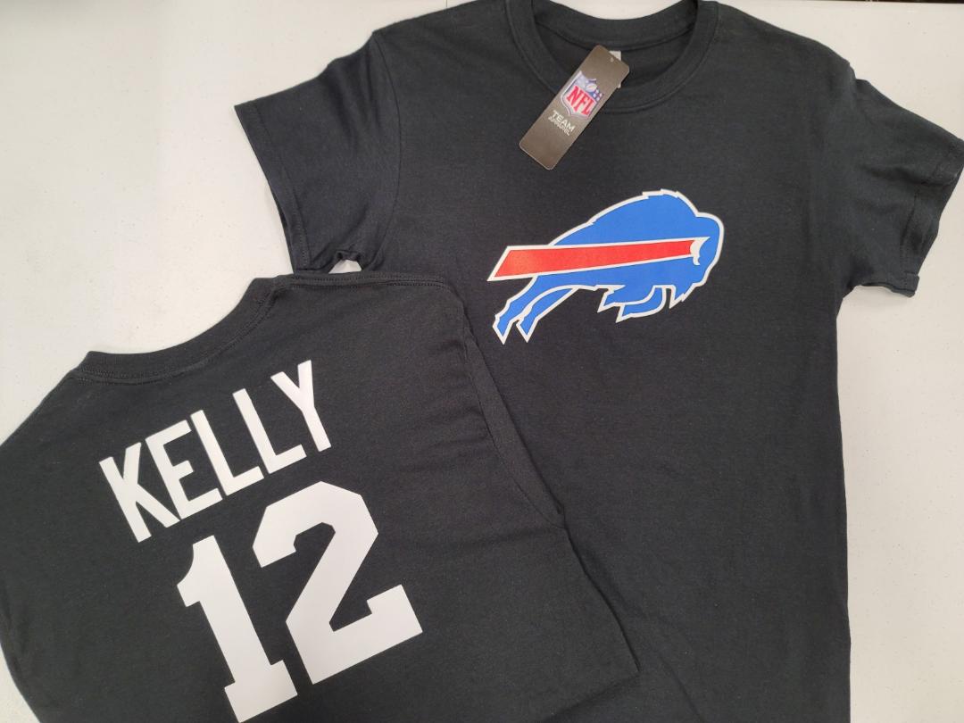 Mens NFL Team Apparel Buffalo Bills JIM KELLY Football Jersey Shirt BLACK