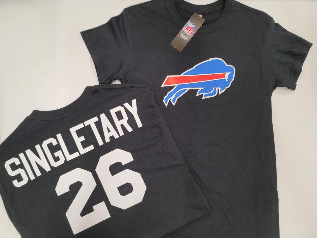 Mens NFL Team Apparel Buffalo Bills DEVIN SINGLETARY Football Jersey Shirt BLACK