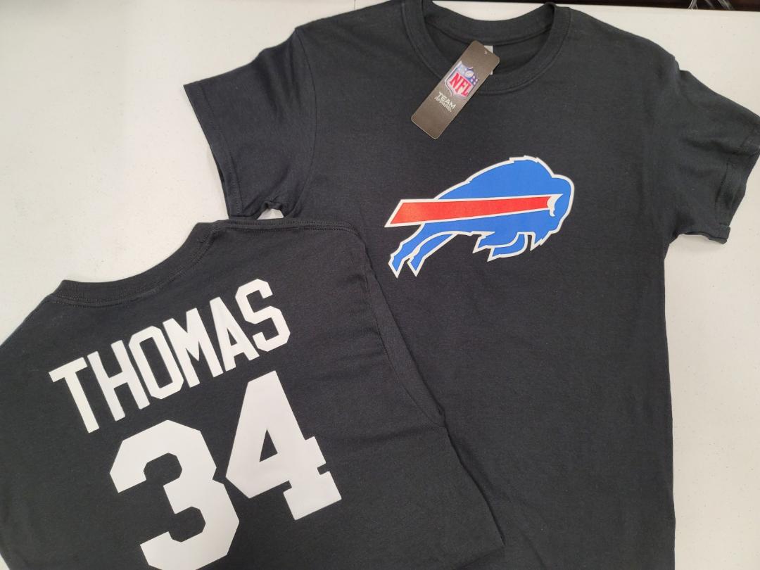 Mens NFL Team Apparel Buffalo Bills THURMAN THOMAS Football Jersey Shirt BLACK
