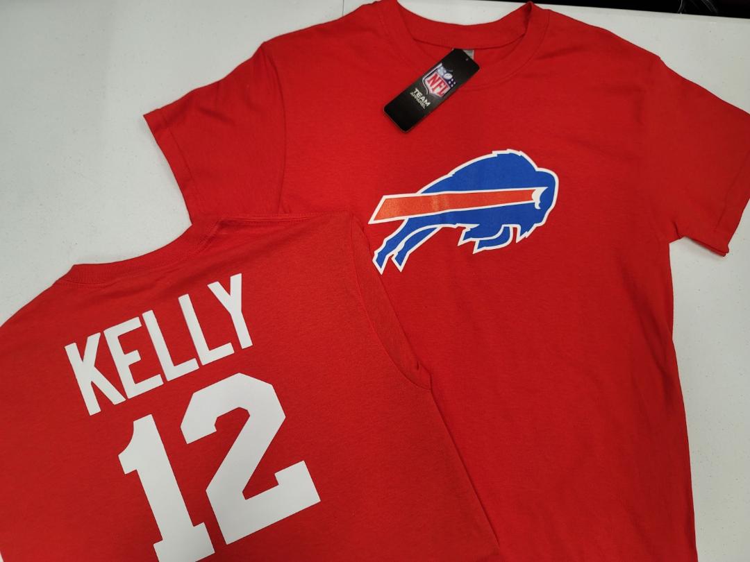 Mens NFL Team Apparel Buffalo Bills JIM KELLY Football Jersey Shirt RED