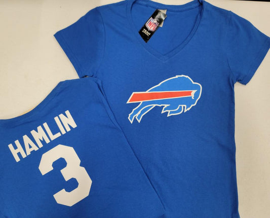 NFL Team Apparel Womens Buffalo Bills DAMAR HAMLIN V-Neck Football Shirt ROYAL