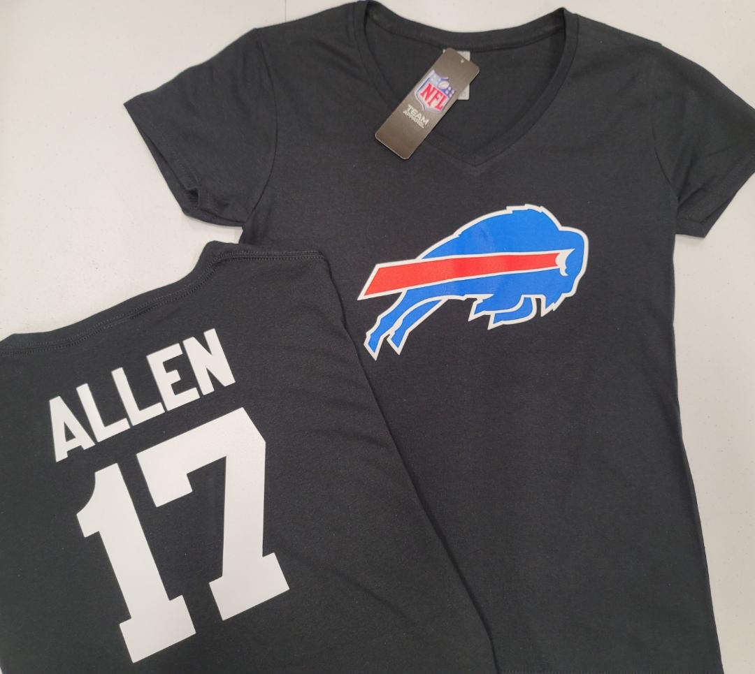NFL Team Apparel Womens Buffalo Bills JOSH ALLEN V-Neck Football Shirt BLACK