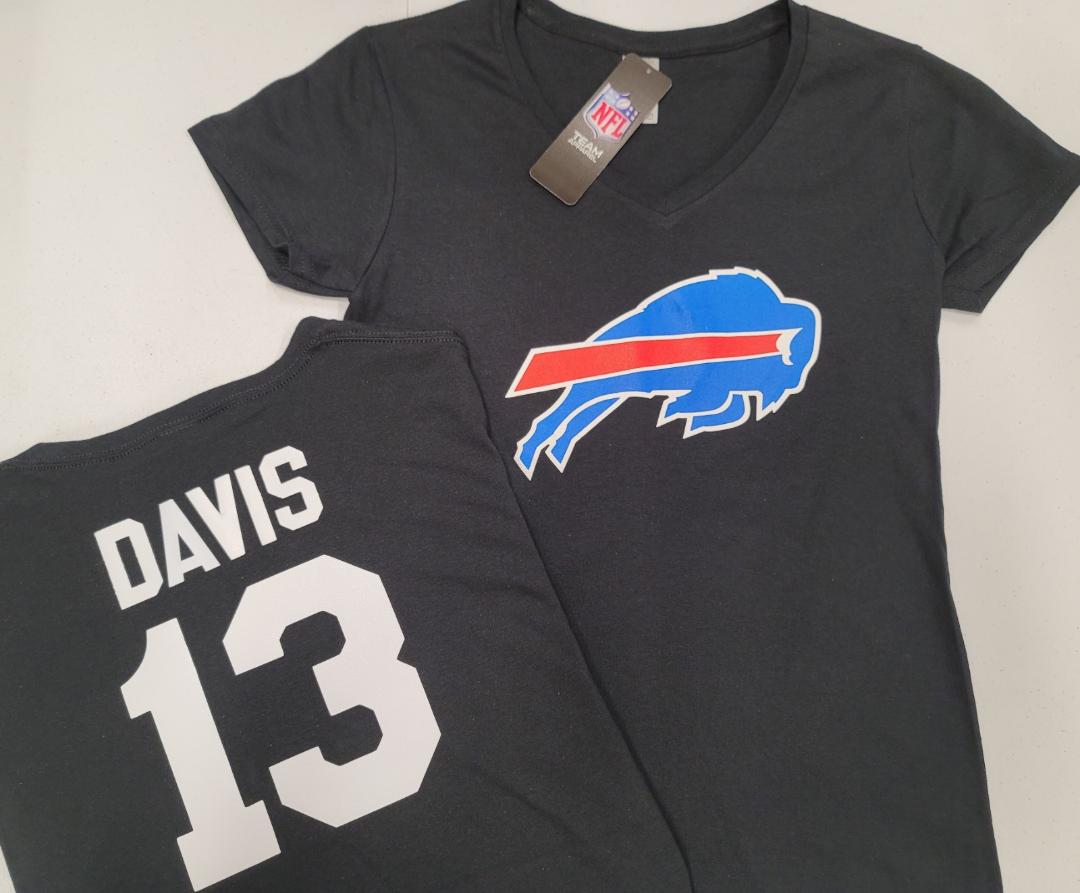 NFL Team Apparel Womens Buffalo Bills GABE DAVIS V-Neck Football Shirt BLACK
