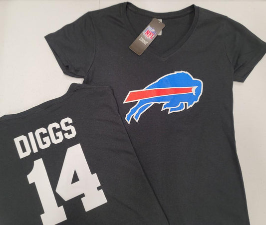 NFL Team Apparel Womens Buffalo Bills STEFON DIGGS V-Neck Football Shirt BLACK