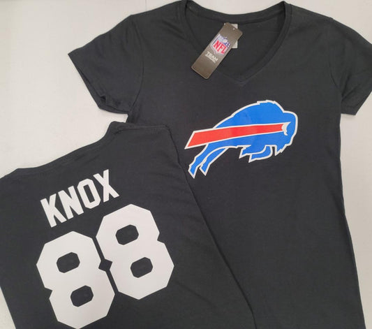 NFL Team Apparel Womens Buffalo Bills DAWSON KNOX V-Neck Football Shirt BLACK