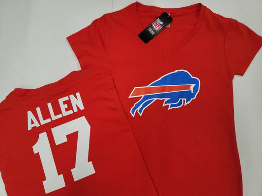 NFL Team Apparel Womens Buffalo Bills JOSH ALLEN V-Neck Football Shirt RED