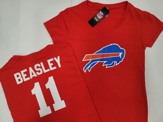 NFL Team Apparel Womens Buffalo Bills COLE BEASLEY V-Neck Football Shirt RED