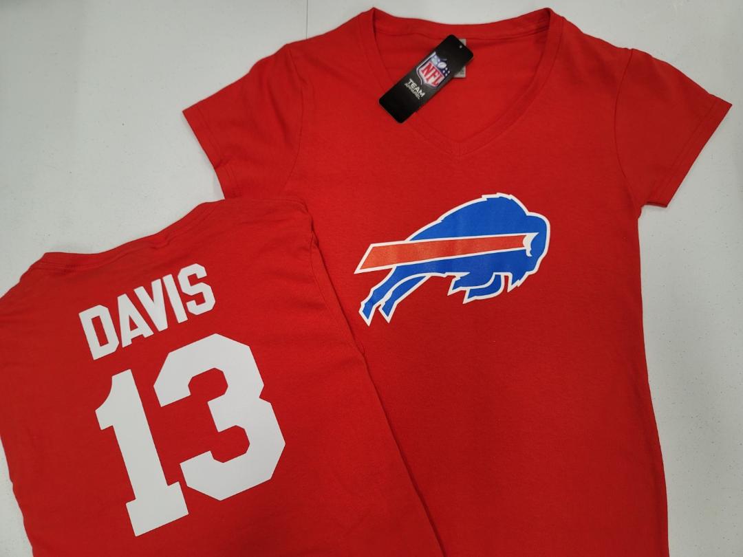 NFL Team Apparel Womens Buffalo Bills GABE DAVIS V-Neck Football Shirt RED