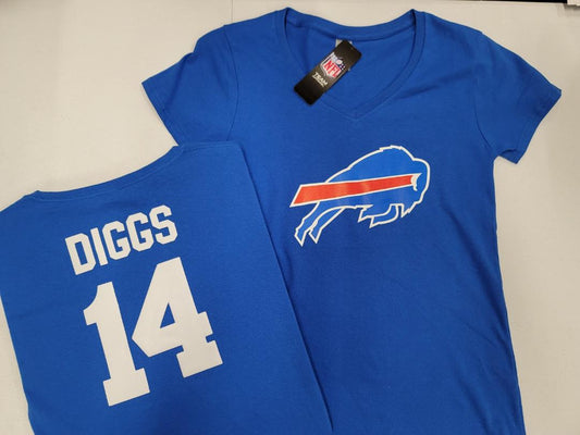 NFL Team Apparel Womens Buffalo Bills STEFON DIGGS V-Neck Football Shirt ROYAL
