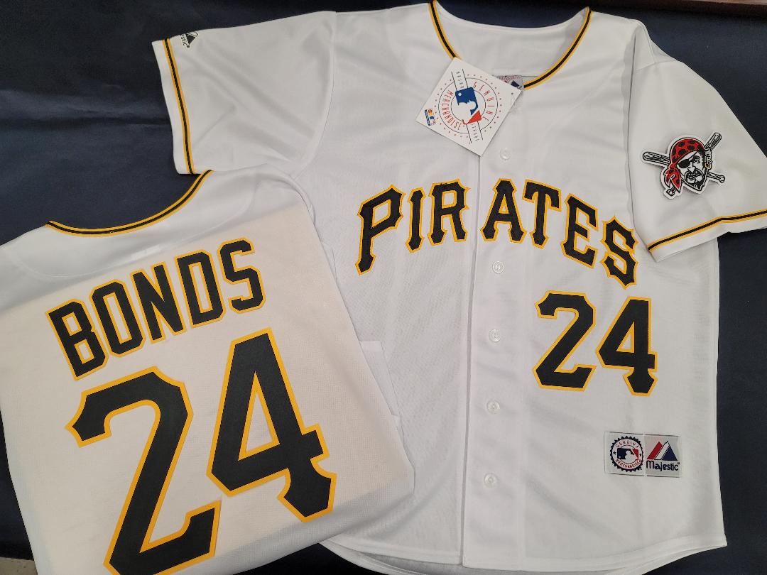 Majestic Pittsburgh Pirates BARRY BONDS Sewn Baseball Jersey WHITE