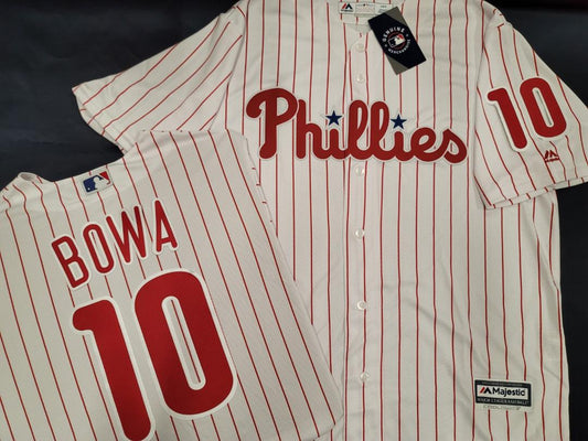 Majestic Philadelphia Phillies LARRY BOWA Vintage Baseball Jersey WHITE P/S