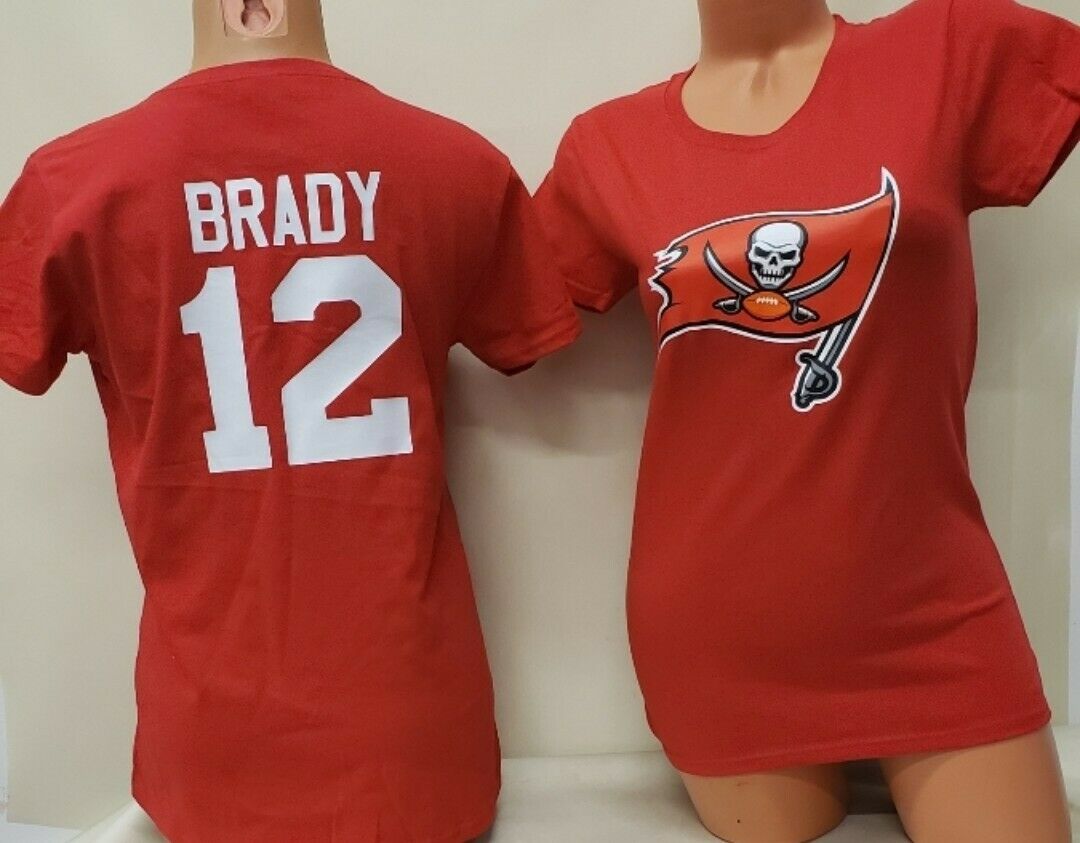 WOMENS Tampa Bay Buccaneers TOM BRADY Crew Neck Football Jersey Shirt RED