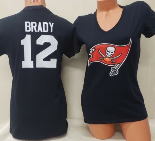 WOMENS NFL Team Apparel Tampa Bay Buccaneers TOM BRADY V-Neck Football Shirt BLACK