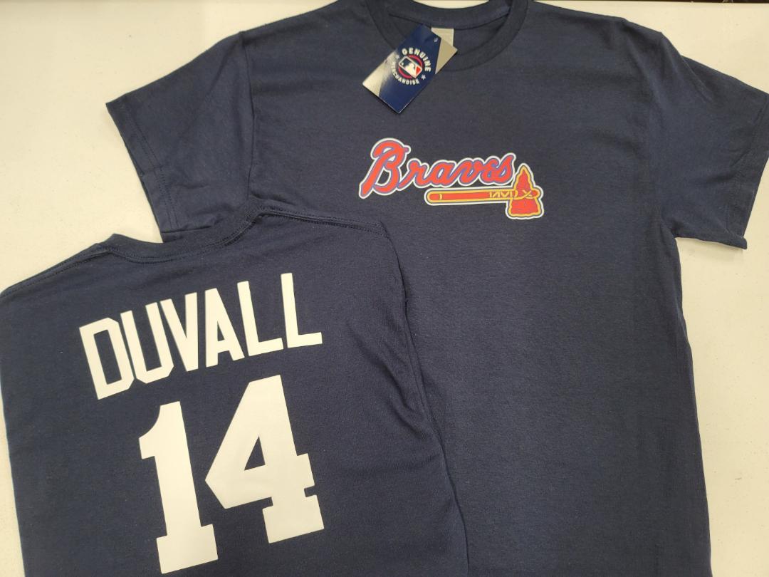 Mens MLB Team Apparel Atlanta Braves ADAM DUVALL Baseball Shirt NAVY