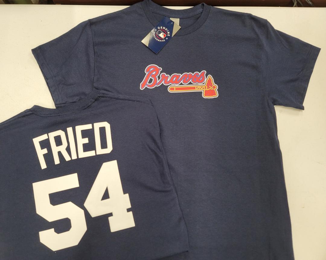 Mens MLB Team Apparel Atlanta Braves MAX FRIED Baseball Shirt NAVY
