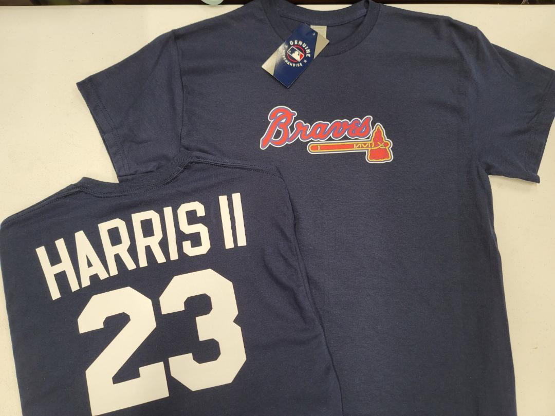 BOYS YOUTH MLB Team Apparel Atlanta Braves MICHAEL HARRIS II Baseball Jersey Shirt NAVY